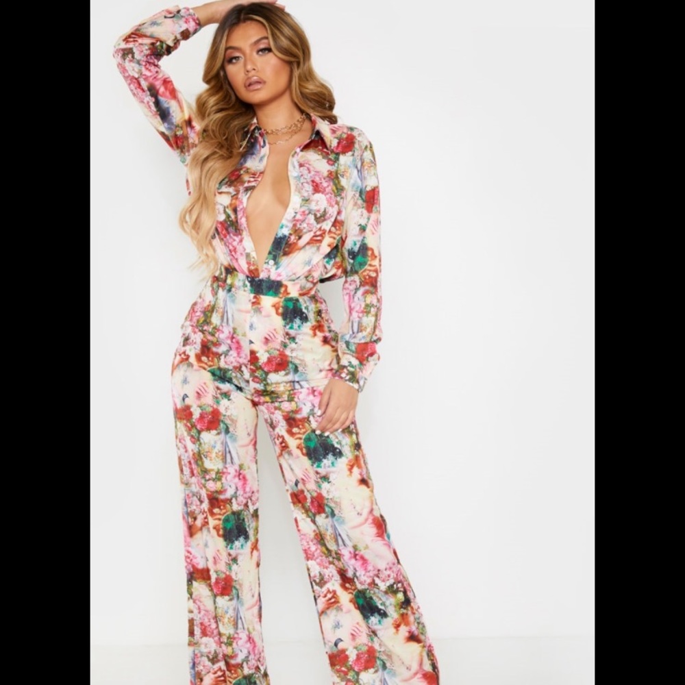 PLT Rose Femme Print Oversized Shirt